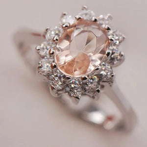 Morganite 925 Sterling Silver Fashion Ring Size 5 6 7 8 9 F701