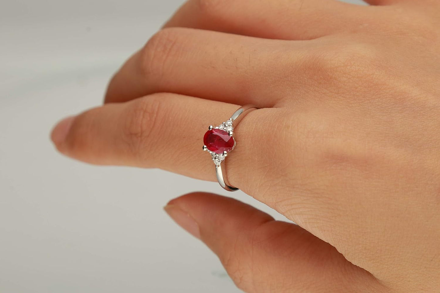 10K Yellow Gold Genuine Ruby Ring with Diamonds for Women | Ethically, Authentically & Organically Sourced (Oval) Shaped Ruby Hand-Crafted Jewelry for Her | Ruby Ring for Women