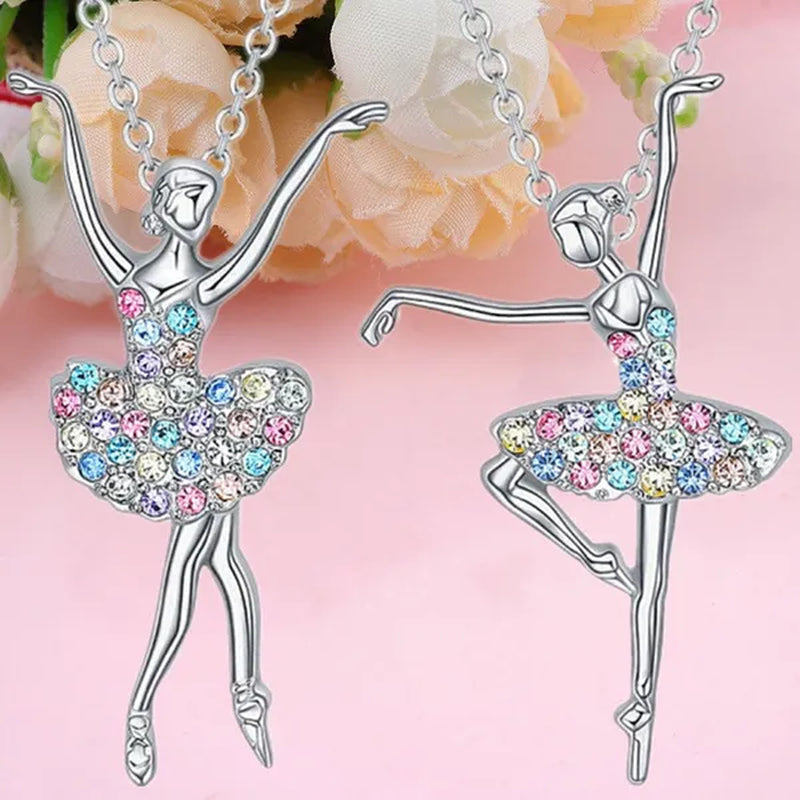 Elegant Fashion Creative Girl Necklace Ballet Sister Necklace Gift Suitable for Female Personality Creative Rainbow Dancer Dance Friendship Pendant Necklace Jewelry Suitable for Sister Friend Birthday Party Jewelry Anniversary Gift