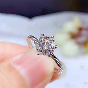 Shiny Full Diamond Ring 2Carat round Cut Cubic Zirconia Promise Wedding Ring for Women Silver Ring CZ Cocktail Ring Eternity 950 Platinum Simulate Moissanite Ring Adjustable Ring 020