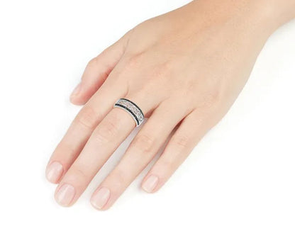 1/4 Carat (Ctw) Black Diamond Heart Ring in Sterling Silver