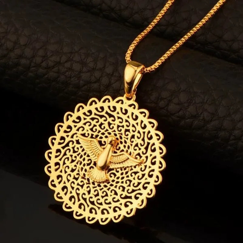 Lovely Peace Dove Gifts Party Unisex Box Chain Copper Round Dangle Pendant Chain Necklace