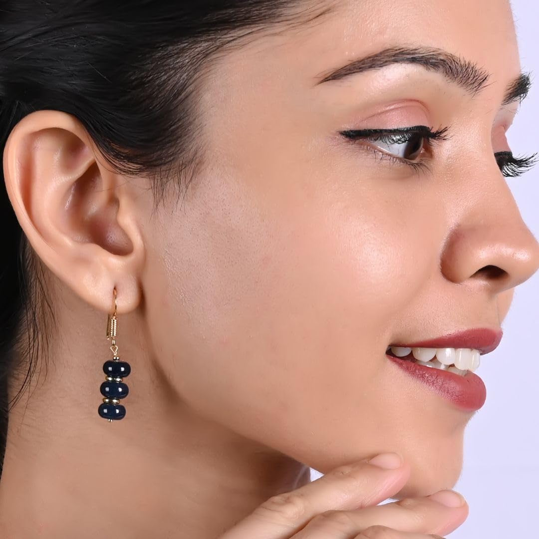 Gempires Lapis Lazuli Earrings in Gold Plated Dangle Style - Healing Gemstone Jewelry for Women (Lapis Lazuli)