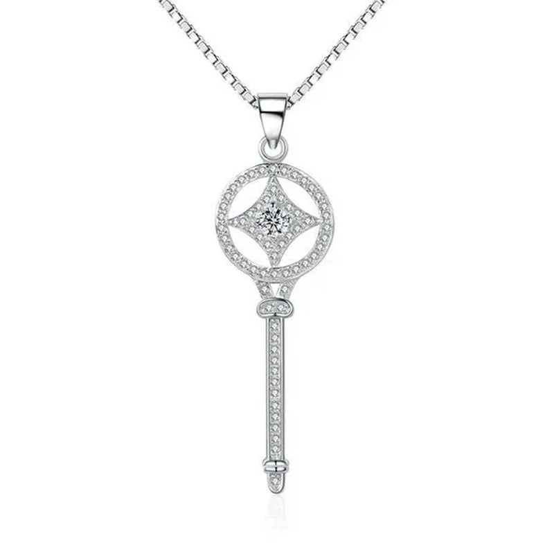 Majesty Diamonds MDS170395 White Zircon Key Pendant Necklace in .925 Sterling Silver