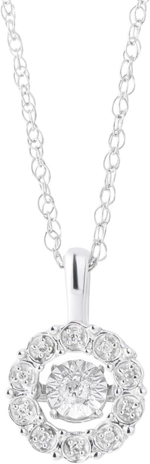 Dancing Diamond Necklaces for Women | Sterling Silver Diamond Necklace with 18 Inch Chain | Real Diamond Pendant Necklaces | Diamond Jewelry for Women