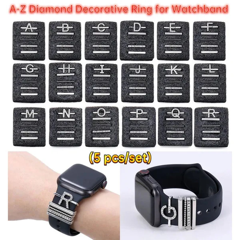For Apple Watch Band Metal Charms Decorative Ring Diamond Ornament Smart Watch Strap for Iwatch Bracelet Watch Band Ornament