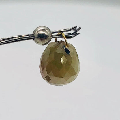 3.43Cts Bi-Color Diamond Briolette 18K Pendant | 8X7Mm |