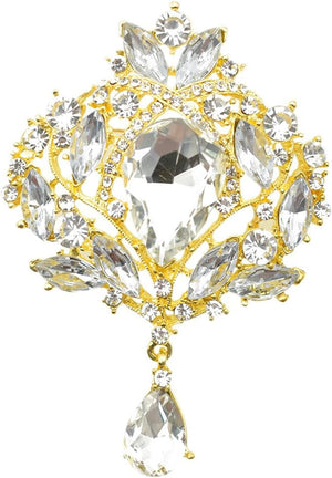 Wedding Bridal Big Crystal Rhinestone Bouquet Brooch Shawl Pin for Women