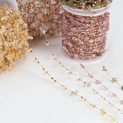 1Yard Stone Chain Crystal Irregular Glass Stone Beads Chains Necklace Bracelet Components For DIY Jewelry Making Findings