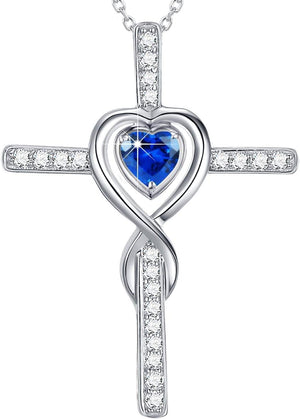 Love Infinity Necklace for Her Birthday Gifts Wife Mom March April Birthstones Aquamarine and More Stones Jewelry 925 Sterling Silver