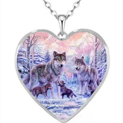 Classic Retro Wolf Belief Totem Parent-Child Necklace Simple New Heart Pendant Necklace Fashionable Women'S Animal Jewelry Accessories Elegant Leisure Women'S Birthday Gift Holiday Anniversary Gift