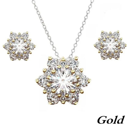 3 Pcs/set 925 Silver Natural Gem AAA CZ Snowflake Antique Necklace Earrings Christmas Snowflake Jewelry Gift