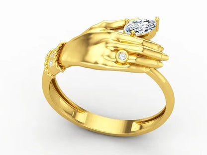 Creative Hand Shape Simple Jewelry Birthstone Ring Exquisite Woman Fashion Accessories Anniversary Gift Birthday Party Ring Jewelry Size US4-12