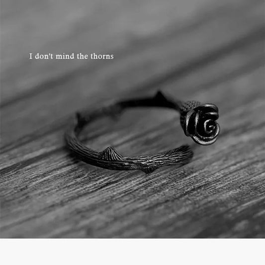 Novel Design Gun Black Plated Rose Flower Rings for Women Jewelry Adjustable Joint Ring Circle Womens Party Valentine's Day Gifts