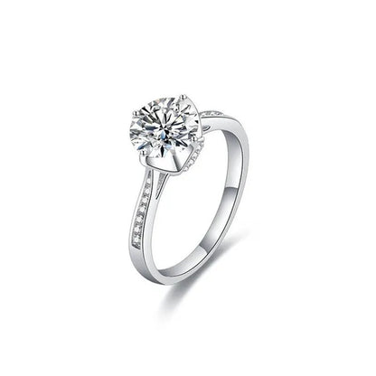 New Fashion Brilliant Round Cut Ruby Moissanite Ring 14K White Gold Plated Anti-tarnish Elegant Engagement Wedding Ring for Lover Precise Size 5-12