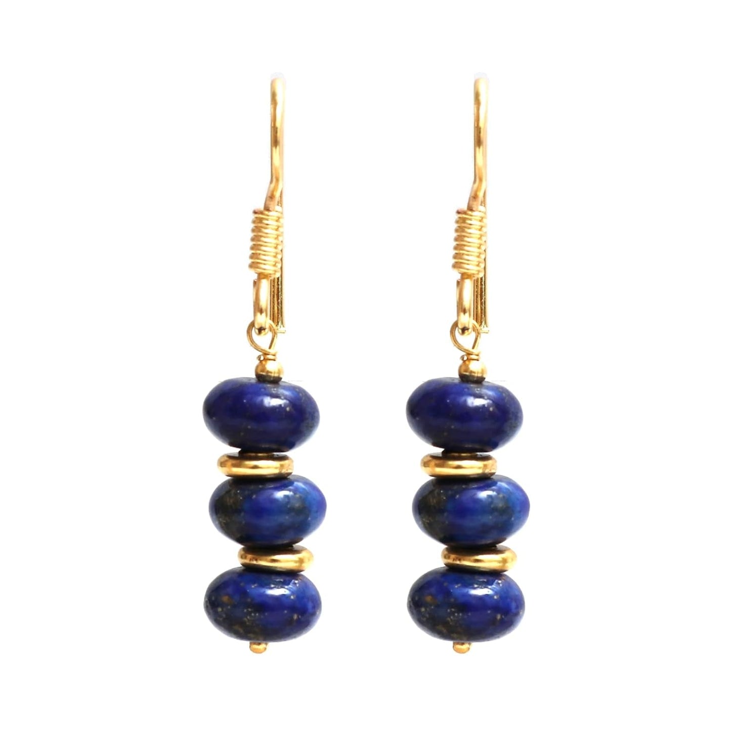 Gempires Lapis Lazuli Earrings in Gold Plated Dangle Style - Healing Gemstone Jewelry for Women (Lapis Lazuli)