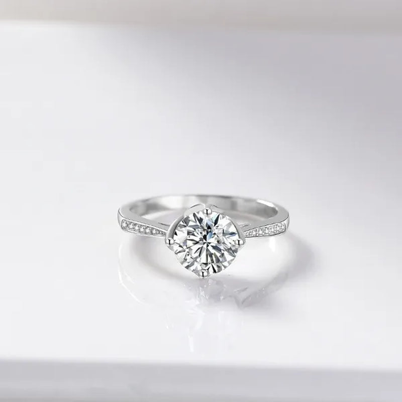 New Fashion Brilliant Round Cut Ruby Moissanite Ring 14K White Gold Plated Anti-tarnish Elegant Engagement Wedding Ring for Lover Precise Size 5-12