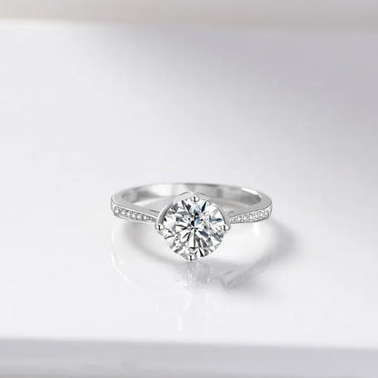 New Fashion Brilliant Round Cut Ruby Moissanite Ring 14K White Gold Plated Anti-tarnish Elegant Engagement Wedding Ring for Lover Precise Size 5-12