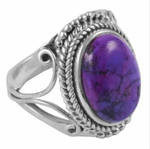 Trendy Silver Color Pattern Carved Classic Purple Zircon Women'S Ring Bridal Wedding Anniversary Christmas Gift Beach Party Jewelry Size 5-11 Bague Femme