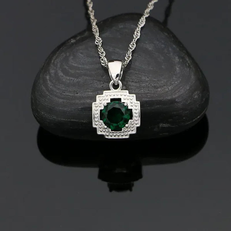 925 Sterling Silver Jewelry Set for Women Natural Green Cubic Zirconia Adjustable Ring Earrings Pendant Chain Bracelet 4PCS