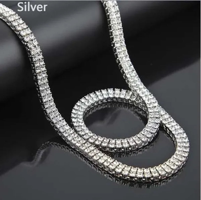 Gold Silver Clear Cz Stones Iced Out Men 1 Row 24inch 30inch Chain Hip Hop Necklace