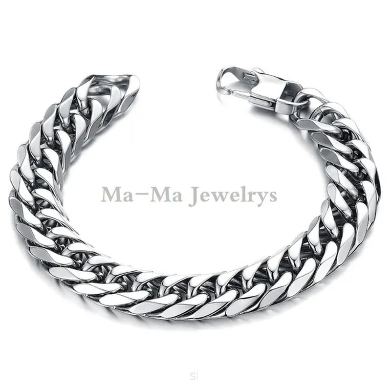 16/19/21Mm Heavy Stainless Steel Bracelet or Necklace Silver Cuban Curb Chain Bracelet Bangle 7"-11" Necklace 16"-24"