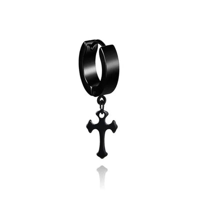 Stainless Steel Cross Ear Studs Black Sliver Earrings Ear Ring Jewelry Decoration Black Tassels Cross Unisex Hip Hop Rock Style for Women and Men 4 Styles