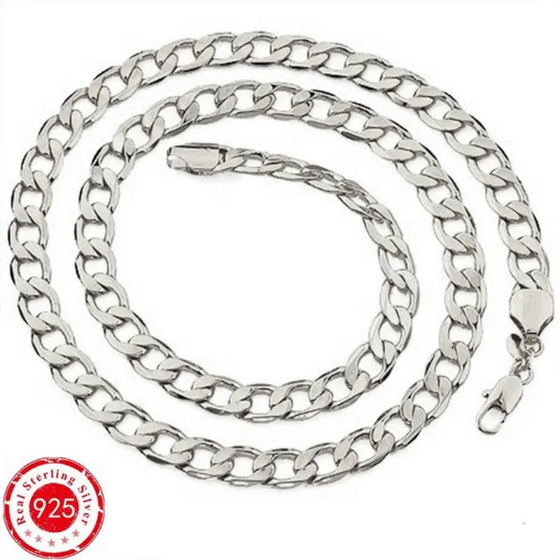 Wholesale High Quality 925 Sterling Silver Fashion Jewelry Set 925 Silver Curb Link Chain Bracelet & Necklace16-30 Inches for Women and Men