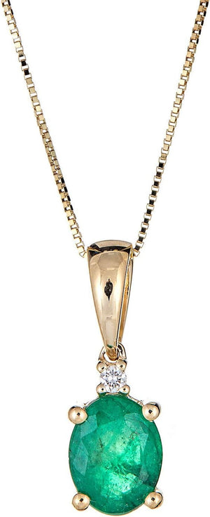 10K Yellow Gold Natural Emerald Diamond (SI1) Pendant for Women