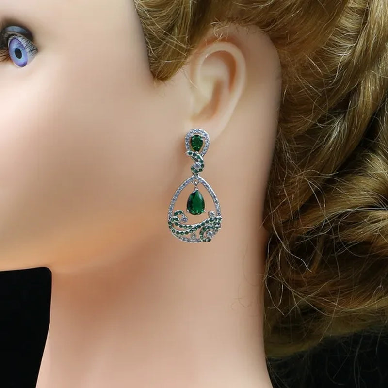 925 Silver Jewelry Sets Black Sapphire White Topaz Decoration For Women Party Earrings/Pendant Necklace Set