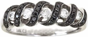 10K White Gold Natural Black & White Diamond Ring for Women | Ethically, Authentically & Organically Sourced Hand-Crafted Jewelry for Her | Diamond Ring for Women.