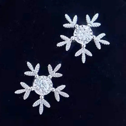 Trendy Cubic Zircon Snowflake Flower Stud Earrings for Women Bridal Wedding Accessories Valentine's Day Gift