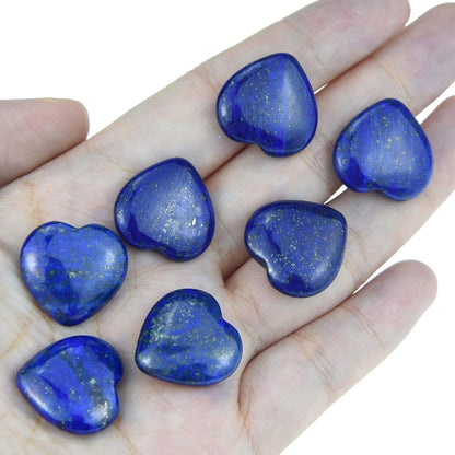 15 Packs 0.8 Inch Healing Crystal Natural Lapis Lazuli Heart Love Carved Palm Worry Stone Chakra Reiki Balancing