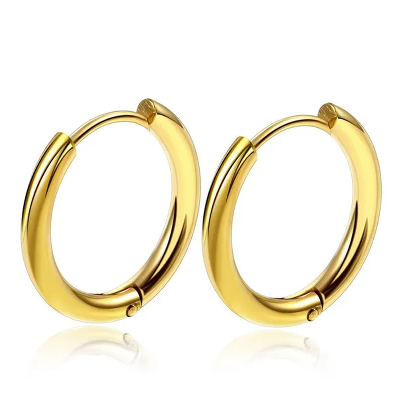 High Quality 1 Pair 8-20Mm Small Hoop Earrings Silver Color Circle Hoop Earring for Women Men Ear Rings Clip Huggie Earrings