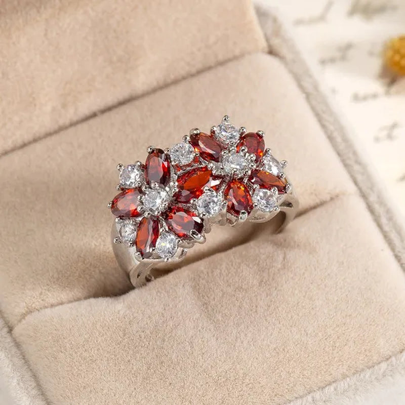 Fashion women 925 sterling  silver sapphire & white topaz gemstones Rings Size 6 7 8 9 10