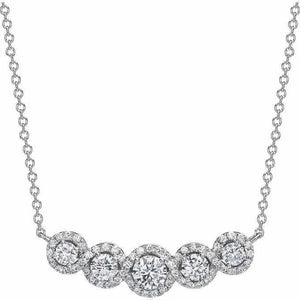 Glamorous Genuine 5 Stone 1ct Cz Diamond Pendant Necklace Clavicle Chain Necklace for Women Engagement Wedding Bride Party Jewelry