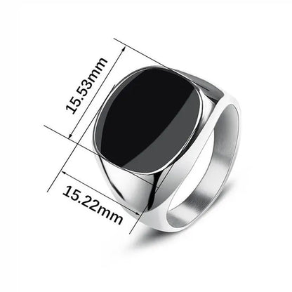 Men's Classic Simple Rounded Square Dripping Oil Stainless Steel Ring Silver Plated Gold Color Groom Wedding Engagement Anniversary Gift Jewelry