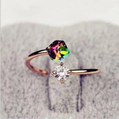 Valentine's Day Gift Fancy Diamond Rose Gold Retro Zircon Ring Korean Fashion Trendy Female Jewelry