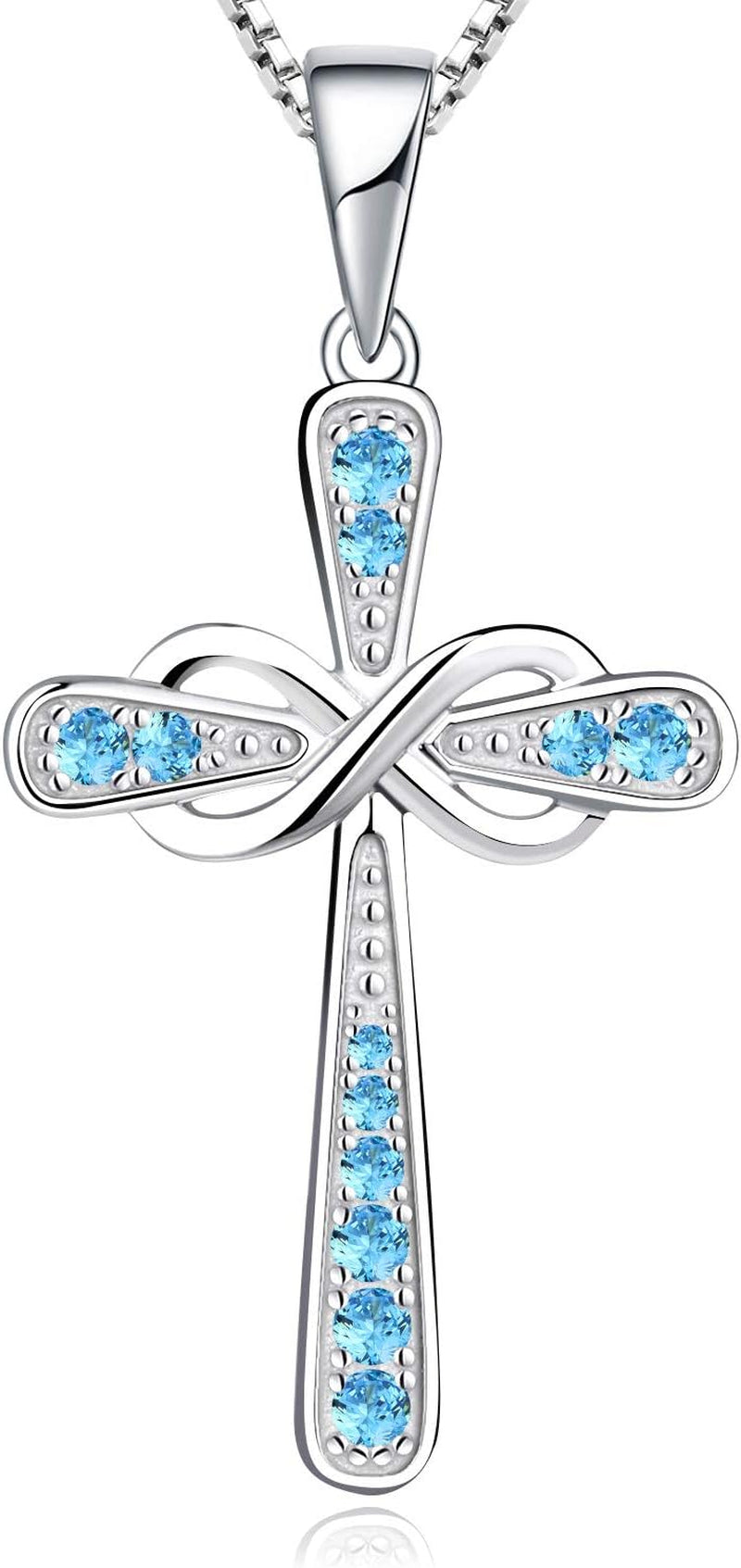 Cross Necklace 925 Sterling Silver Infinity Pendant Religious Jewelry Christian Baptism Gift