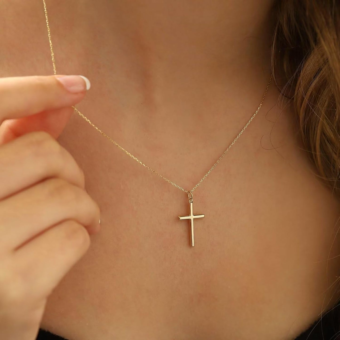 Gold Cross Necklace for Women Girls Trendy - 14K Gold Plated Layered Cross Necklace Tiny Sideway Choker CZ Necklaces for Women Trendy Faith Jewelry First Communion Gifts