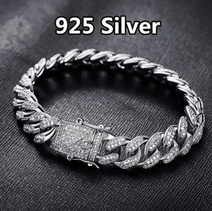Christmas Mens Womens Diamond 925 Silver Plated Bracelet  Hiphop &Curb Cuban Bracelets