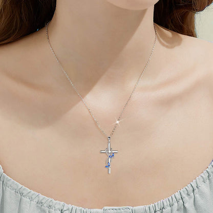 Butterfly Cross Necklace 925 Sterling Silver Cross Pendant Necklace for Women Girls Butterfly Jewelry Gifts