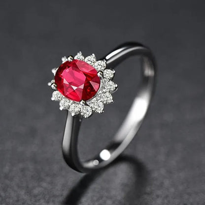 New Ruby Diana Sunflower Lady Ring Classic Living Mouth Design Women'S Ring