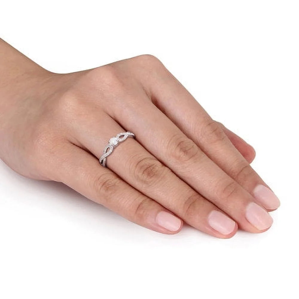 Women'S 1/10 CT Opal 1/10 CT T.W. Diamond Sterling Silver Infinity Symbol Anniversary Ring