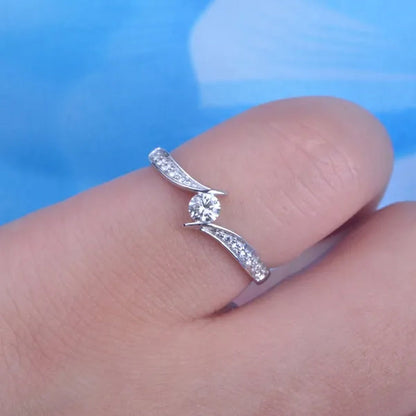 Women Everydaywear ClassicStyle 925 Sterling Silver Diamond Ring