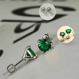 925 Sterling Silver 1 Ct Round Cut Chic Tsavorite Sapphire Stud Earrings Anniversary Birthstone Ear Studs Dainty Wedding Jewelry