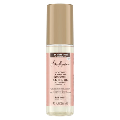 Shea Moisture Smooth & Shine Oil Coconut & Hibiscus for Lightweight, Luminous Shine, 3.3 Oz