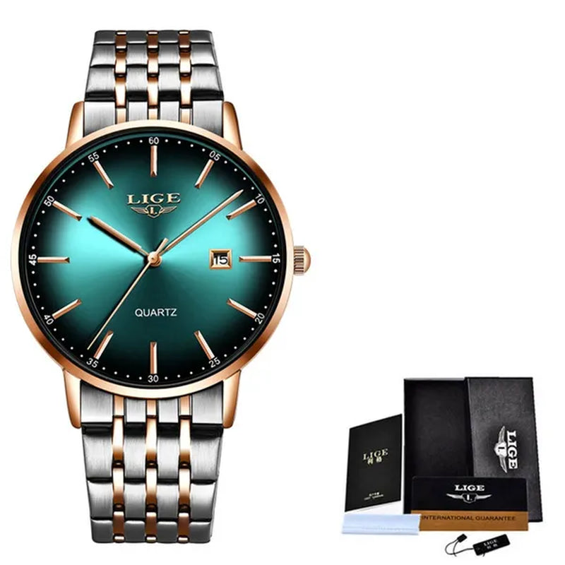 LIGE Luxury Ladies Watch Waterproof Rose Gold Steel Strap Women Wrist Watches Top Brand Bracelet Clocks Montre Femme