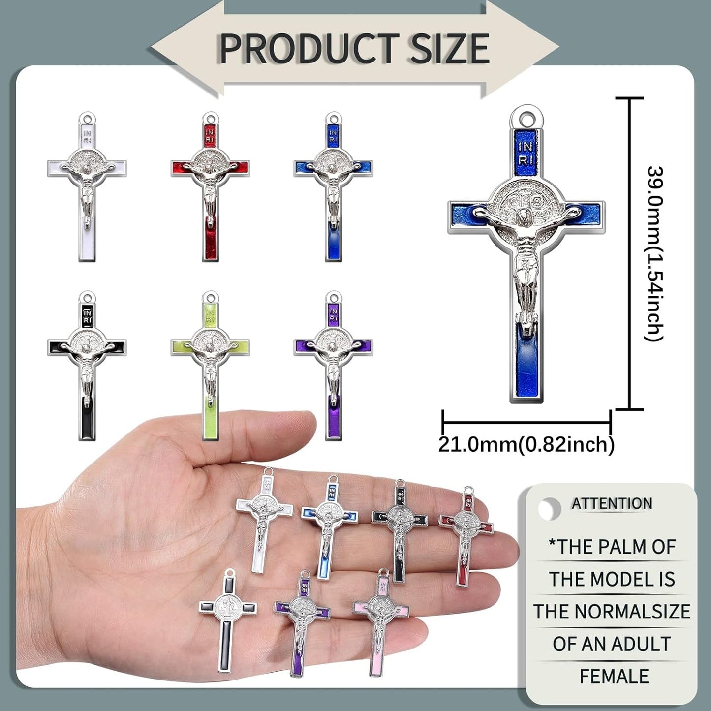 30Pcs Mixed Gold Plated Enamel Cross Charm Pendant for DIY Jewelry Making Necklace DIY Jewelry Accessories 21Mmx39.5Mm (A625)