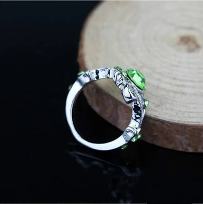New Hogwarts Slytherin Ring Classic Magic School Charm Green Crystal Tsavorite Wedding Rings 925 Sterling Silver Engagement Rings